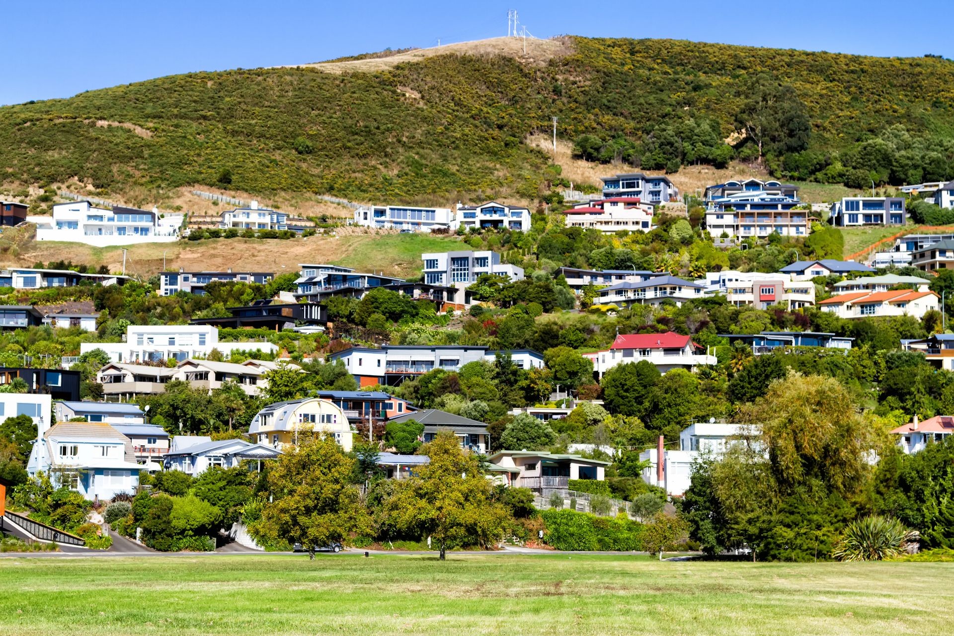 Housing estate in Nelson, North Island, New Zealand Housing estate in Nelson, North Island, New Zealand